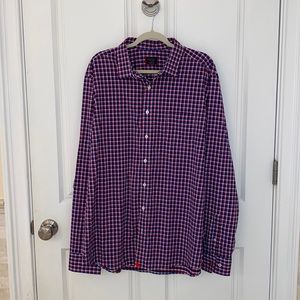 Untuck It Button Up Shirt with Blue, Red, and White Check